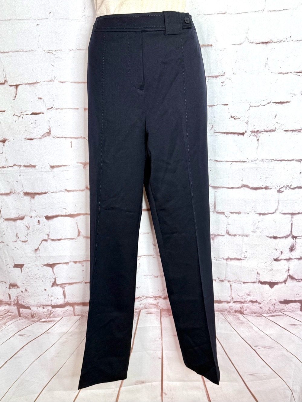 CARLISLE 30” Waist Black 100% Wool Pants Size 6 Self Belt Fully Lined Trousers